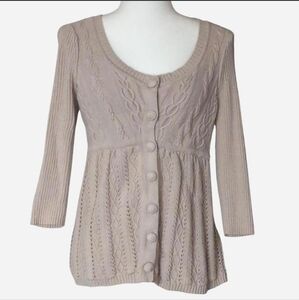 🧶 RARE VINTAGE Y2K DKNY Babydoll Cable-Knit Cardigan Size M🧶